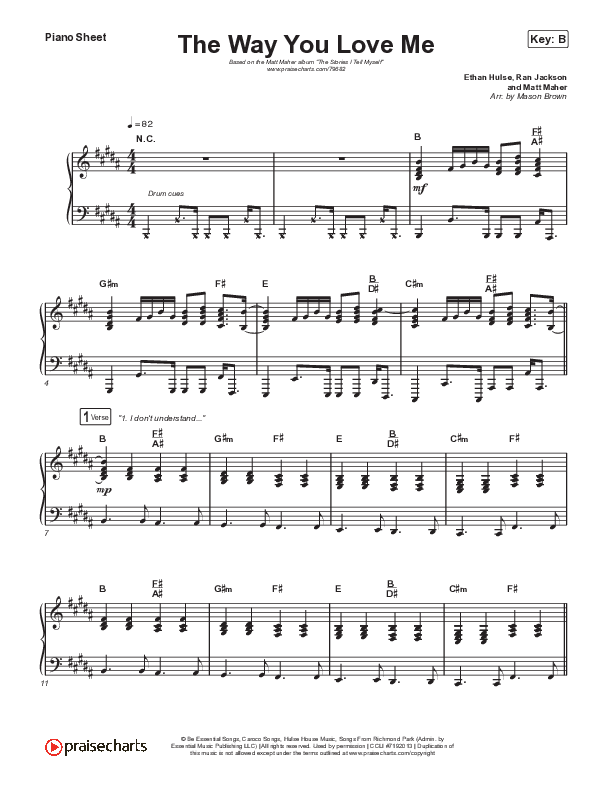 The Way You Love Me Piano Sheet (Matt Maher)