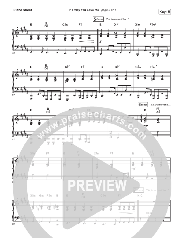 The Way You Love Me Piano Sheet (Matt Maher)