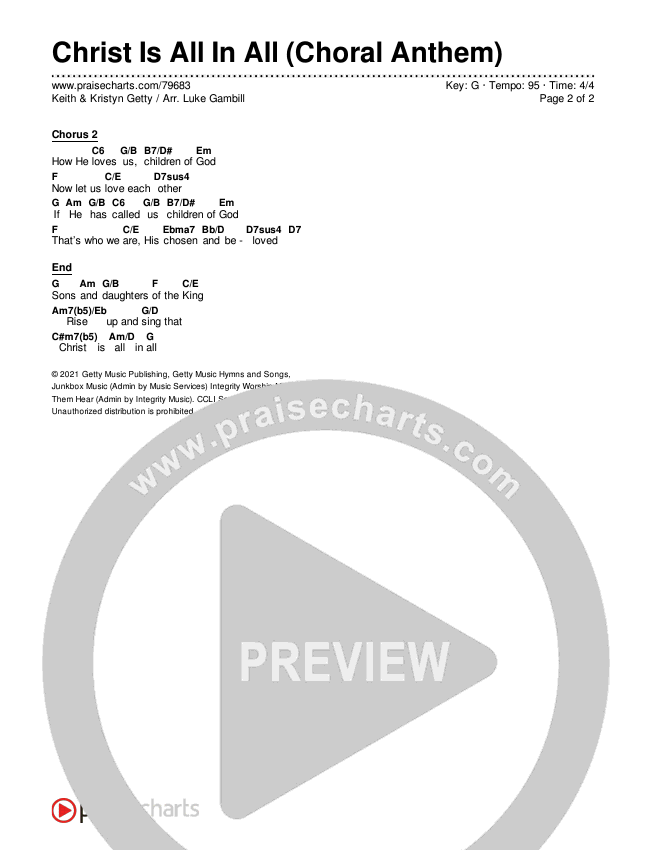 Christ Is All In All (Choral Anthem SATB) Chords & Lyrics (Keith & Kristyn Getty / Arr. Luke Gambill)