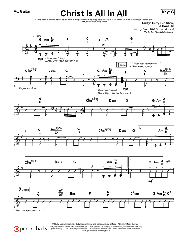 Christ Is All In All (Choral Anthem SATB) Acoustic Guitar (Keith & Kristyn Getty / Arr. Luke Gambill)