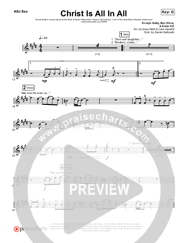 Christ Is All In All (Choral Anthem SATB) Sax Pack (Keith & Kristyn Getty / Arr. Luke Gambill)