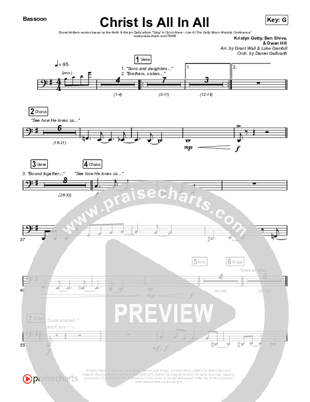 Christ Is All In All (Choral Anthem SATB) Bassoon (Keith & Kristyn Getty / Arr. Luke Gambill)