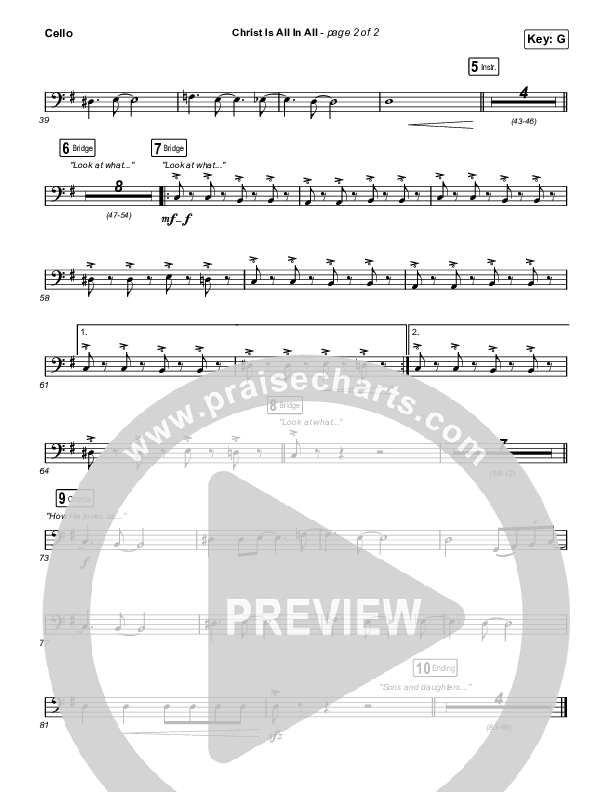 Christ Is All In All (Choral Anthem SATB) Cello (Keith & Kristyn Getty / Arr. Luke Gambill)