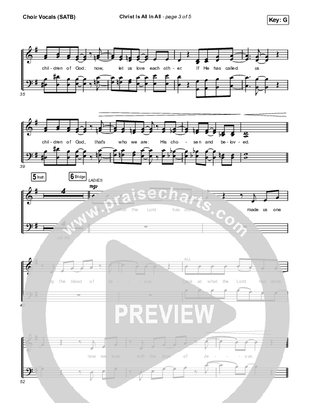 Christ Is All In All (Choral Anthem SATB) Choir Sheet (SATB) (Keith & Kristyn Getty / Arr. Luke Gambill)