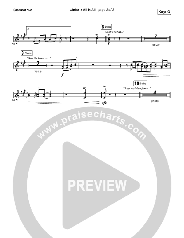 Christ Is All In All (Choral Anthem SATB) Clarinet 1,2 (Keith & Kristyn Getty / Arr. Luke Gambill)