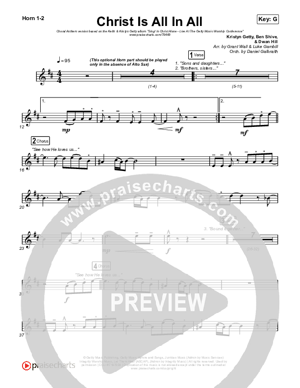 Christ Is All In All (Choral Anthem SATB) Brass Pack (Keith & Kristyn Getty / Arr. Luke Gambill)