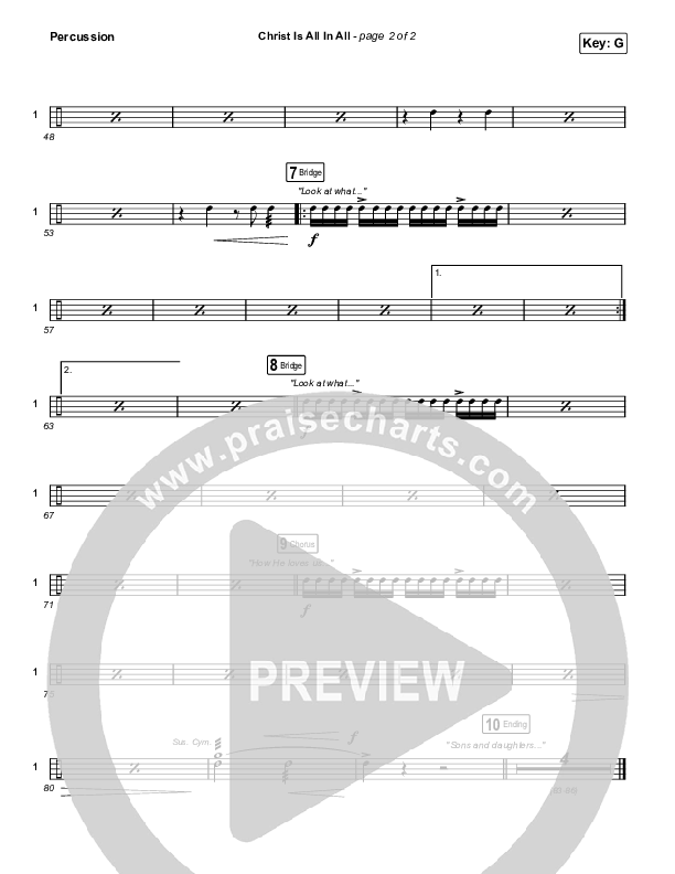 Christ Is All In All (Choral Anthem SATB) Percussion (Keith & Kristyn Getty / Arr. Luke Gambill)