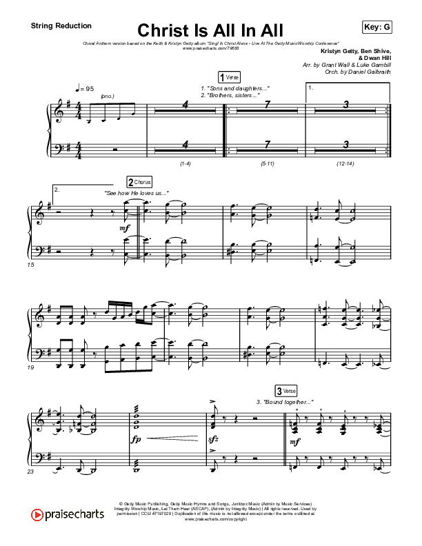 Christ Is All In All (Choral Anthem SATB) String Reduction (Keith & Kristyn Getty / Arr. Luke Gambill)