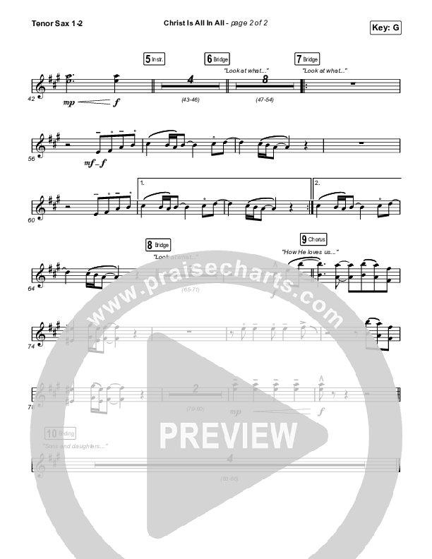 Christ Is All In All (Choral Anthem SATB) Tenor Sax 1,2 (Keith & Kristyn Getty / Arr. Luke Gambill)