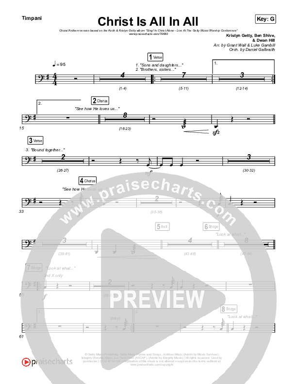 Christ Is All In All (Choral Anthem SATB) Timpani (Keith & Kristyn Getty / Arr. Luke Gambill)