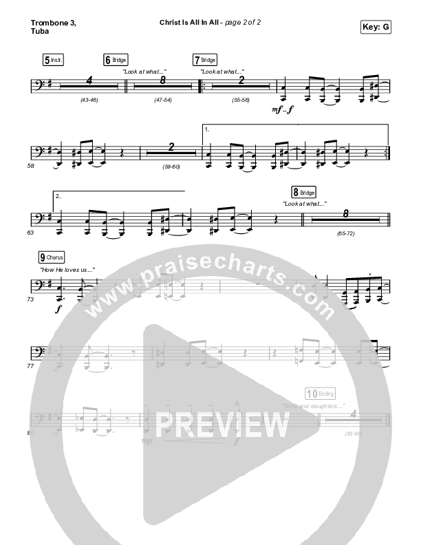 Christ Is All In All (Choral Anthem SATB) Trombone 3/Tuba (Keith & Kristyn Getty / Arr. Luke Gambill)