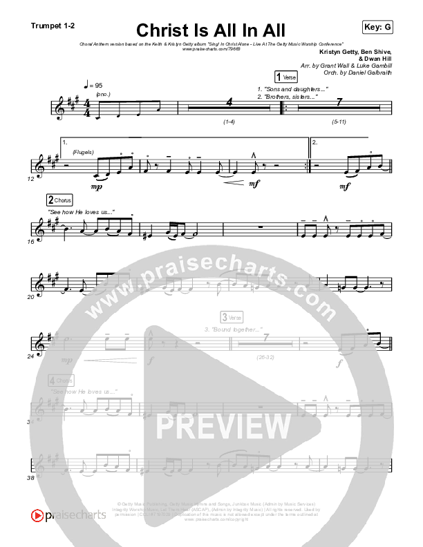 Christ Is All In All (Choral Anthem SATB) Brass Pack (Keith & Kristyn Getty / Arr. Luke Gambill)