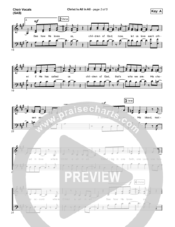 Christ Is All In All (Worship Choir SAB) Choir Sheet (SAB) (Keith & Kristyn Getty / Arr. Luke Gambill)