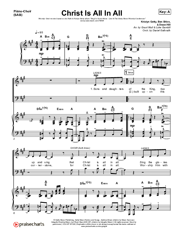 Christ Is All In All (Worship Choir SAB) Piano/Choir (SAB) (Keith & Kristyn Getty / Arr. Luke Gambill)