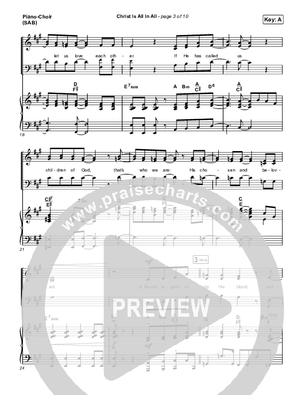 Christ Is All In All (Worship Choir SAB) Piano/Choir (SAB) (Keith & Kristyn Getty / Arr. Luke Gambill)