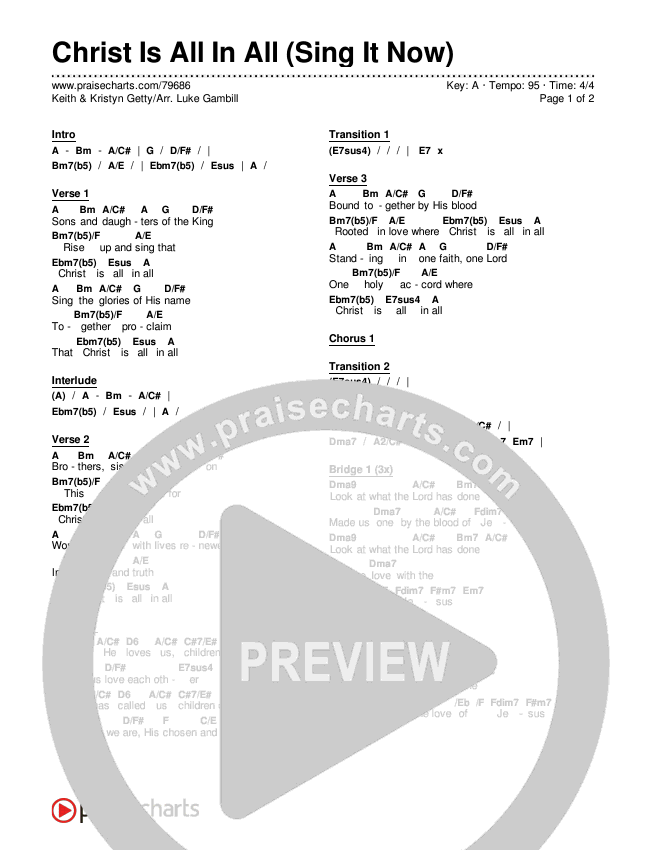 Christ Is All In All (Sing It Now SATB) Chords & Lyrics (Keith & Kristyn Getty / Arr. Luke Gambill)