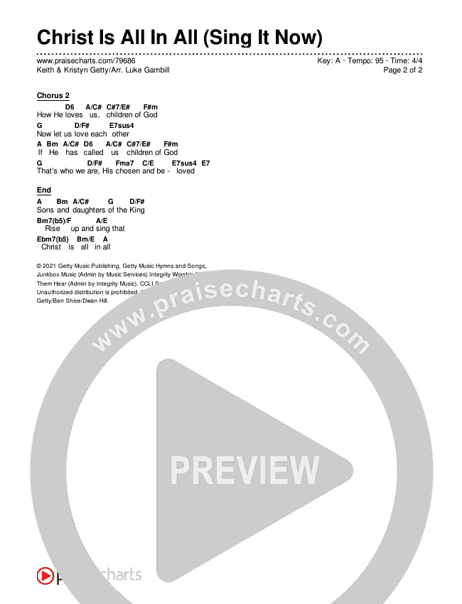 Christ Is All In All (Sing It Now SATB) Chords & Lyrics (Keith & Kristyn Getty / Arr. Luke Gambill)