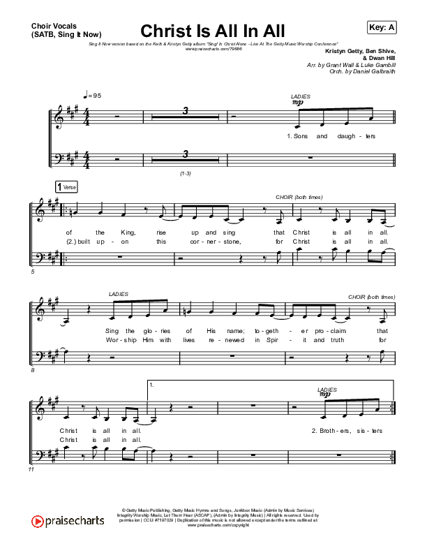 Christ Is All In All (Sing It Now SATB) Choir Sheet (SATB) (Keith & Kristyn Getty / Arr. Luke Gambill)
