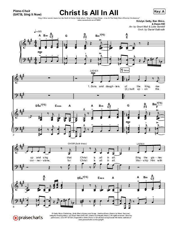 Christ Is All In All (Sing It Now SATB) Piano/Choir (SATB) (Keith & Kristyn Getty / Arr. Luke Gambill)