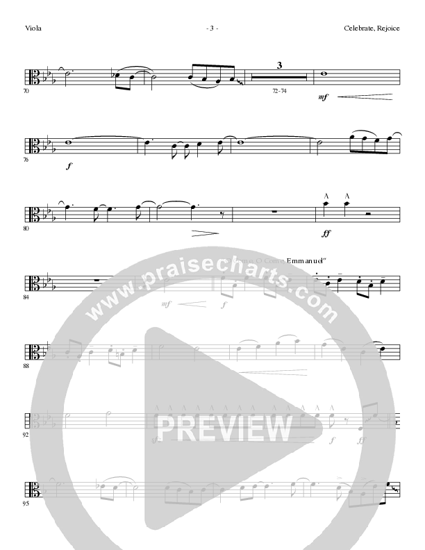 Celebrate Rejoice with O Come O Come Emmanuel (Choral Anthem SATB) Viola (Lillenas Choral / Arr. Mike Speck / Arr. Tim Parton / Orch. Cliff Duren)