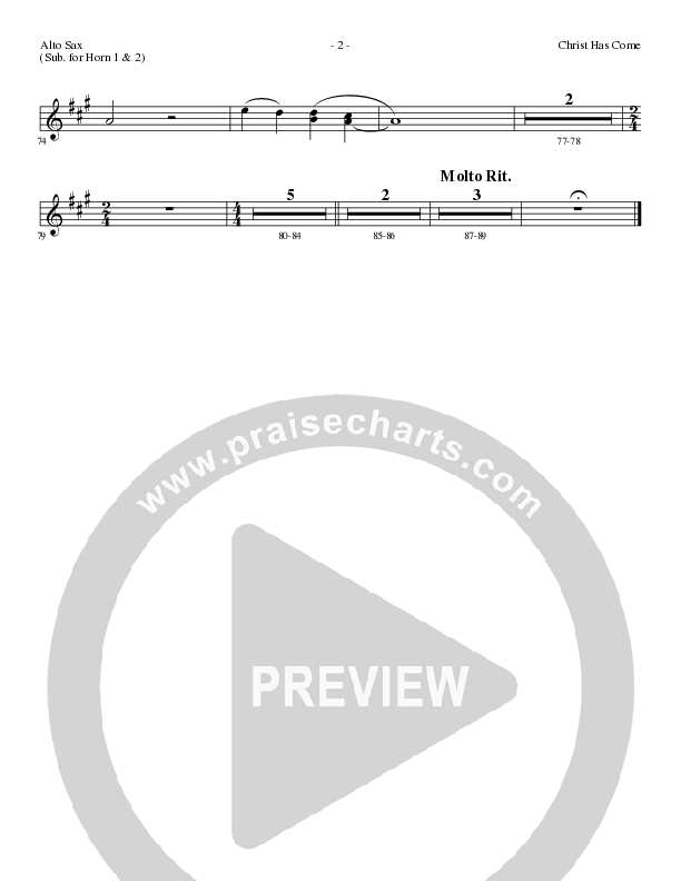 Christ Has Come (Choral Anthem SATB) Alto Sax (Lillenas Choral / Arr. Cliff Duren)