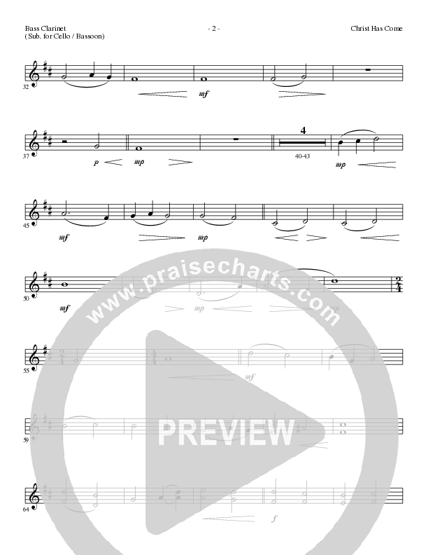 Christ Has Come (Choral Anthem SATB) Bass Clarinet (Lillenas Choral / Arr. Cliff Duren)