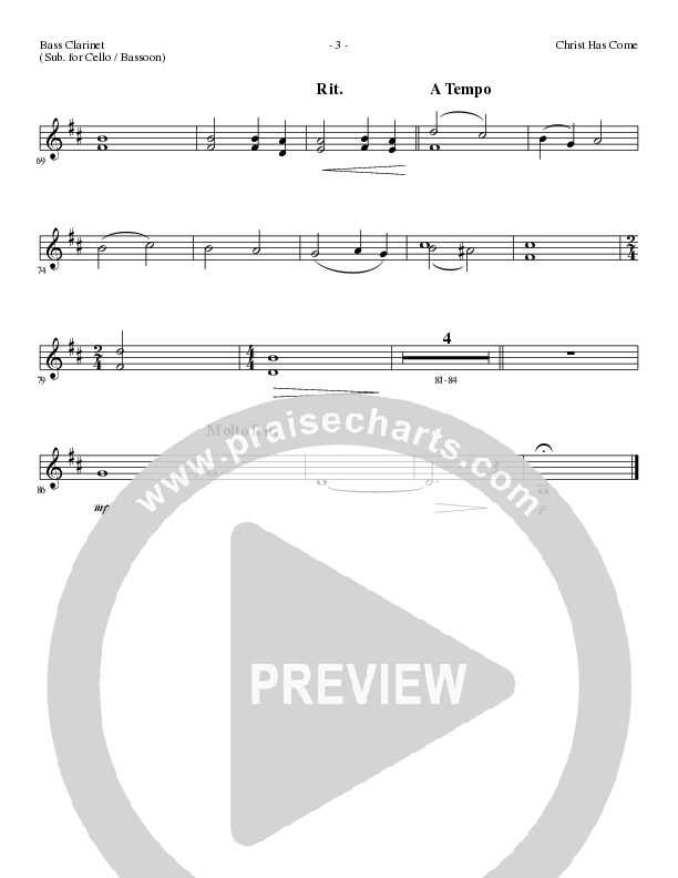 Christ Has Come (Choral Anthem SATB) Bass Clarinet (Lillenas Choral / Arr. Cliff Duren)