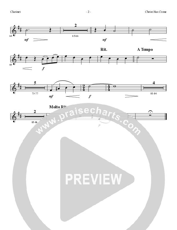 Christ Has Come (Choral Anthem SATB) Clarinet (Lillenas Choral / Arr. Cliff Duren)