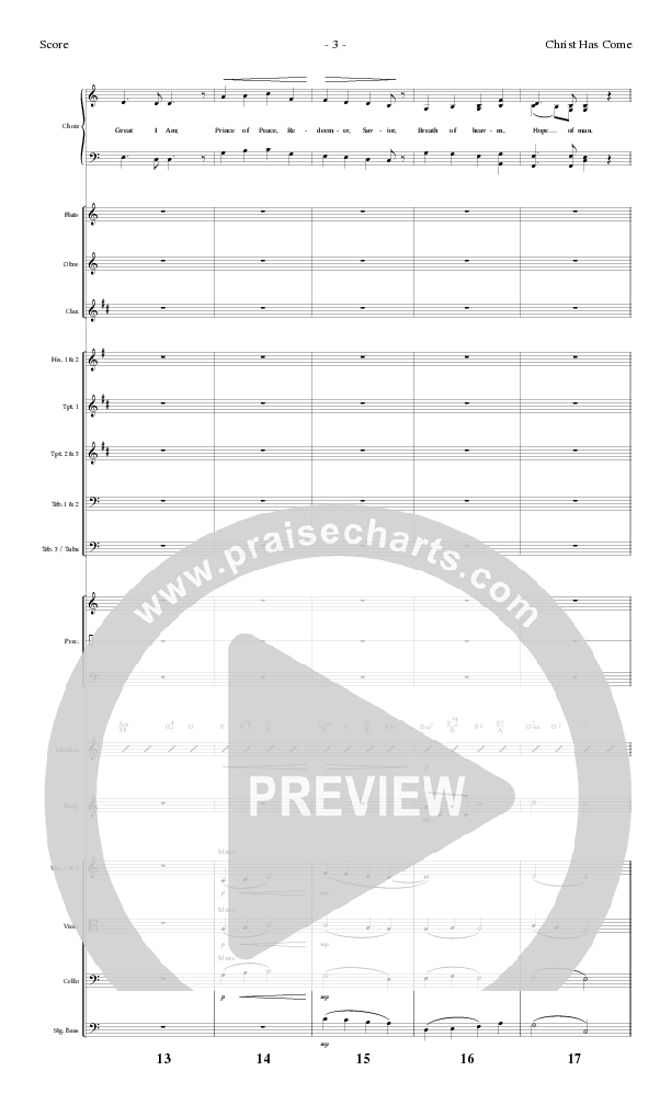 Christ Has Come (Choral Anthem SATB) Orchestration (Lillenas Choral / Arr. Cliff Duren)