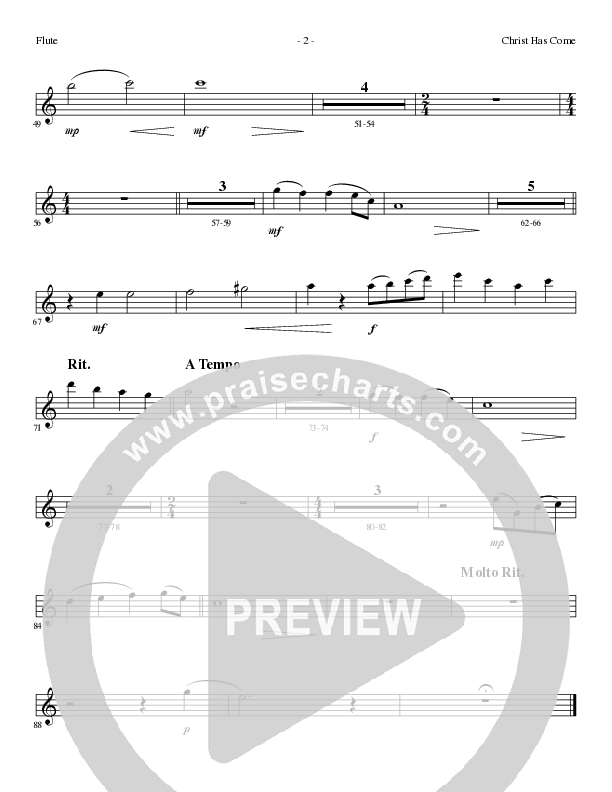 Christ Has Come (Choral Anthem SATB) Flute (Lillenas Choral / Arr. Cliff Duren)