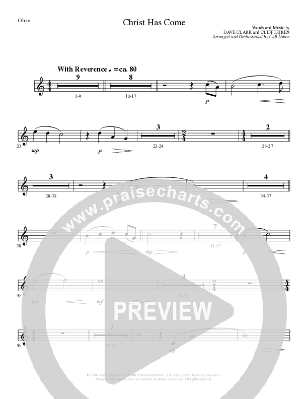 Christ Has Come (Choral Anthem SATB) Oboe (Lillenas Choral / Arr. Cliff Duren)