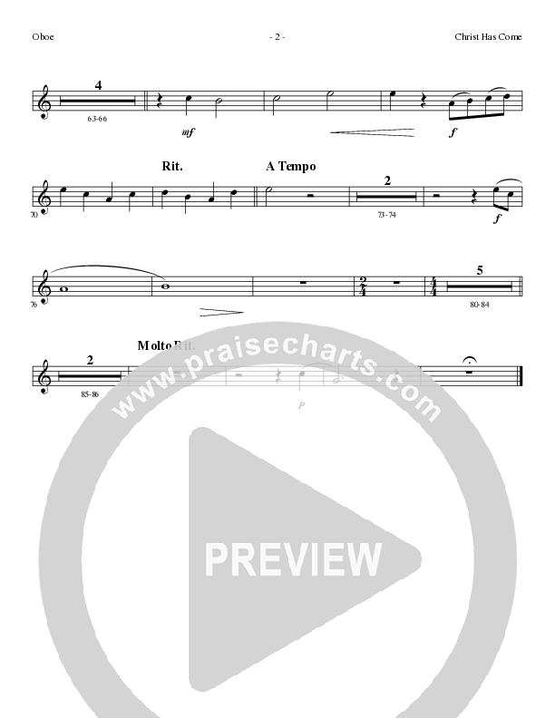 Christ Has Come (Choral Anthem SATB) Oboe (Lillenas Choral / Arr. Cliff Duren)