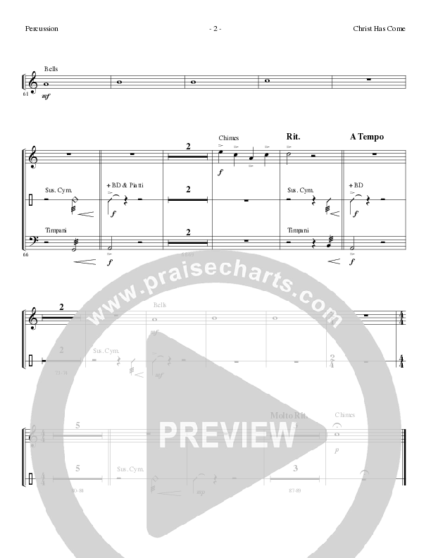 Christ Has Come (Choral Anthem SATB) Percussion (Lillenas Choral / Arr. Cliff Duren)