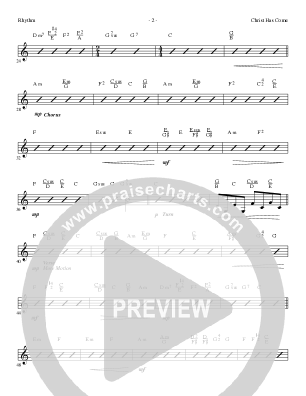 Christ Has Come (Choral Anthem SATB) Rhythm Chart (Lillenas Choral / Arr. Cliff Duren)