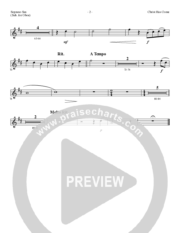 Christ Has Come (Choral Anthem SATB) Soprano Sax (Lillenas Choral / Arr. Cliff Duren)