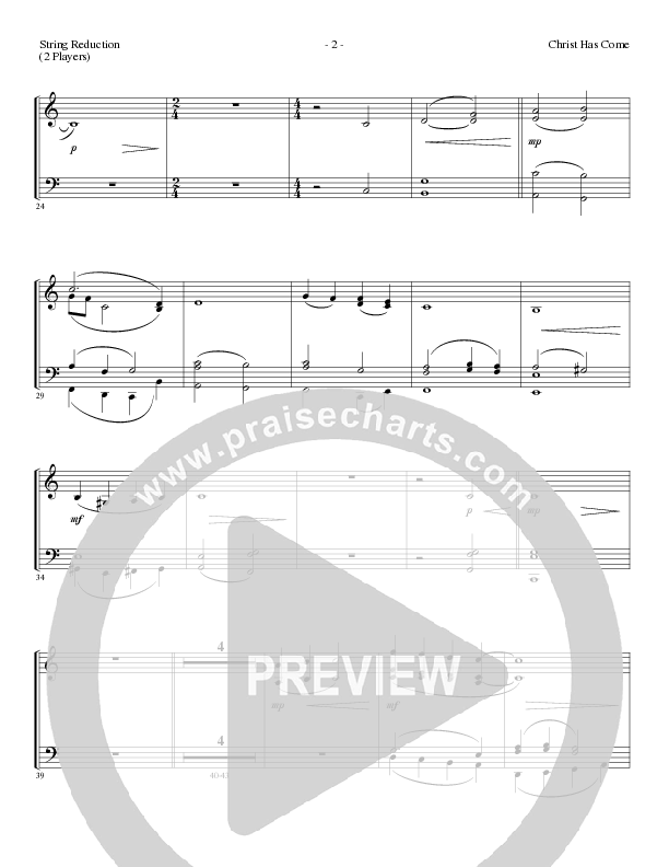 Christ Has Come (Choral Anthem SATB) String Reduction (Lillenas Choral / Arr. Cliff Duren)