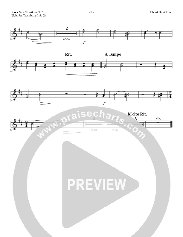 Christ Has Come (Choral Anthem SATB) Tenor Sax/Baritone T.C. (Lillenas Choral / Arr. Cliff Duren)