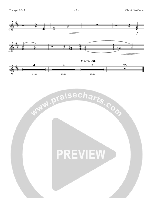 Christ Has Come (Choral Anthem SATB) Trumpet 3 (Lillenas Choral / Arr. Cliff Duren)