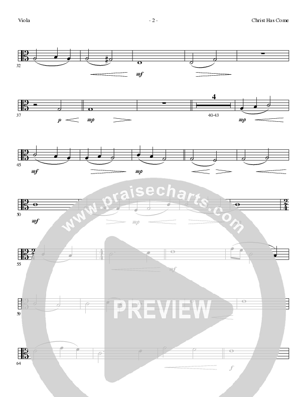 Christ Has Come (Choral Anthem SATB) Viola (Lillenas Choral / Arr. Cliff Duren)