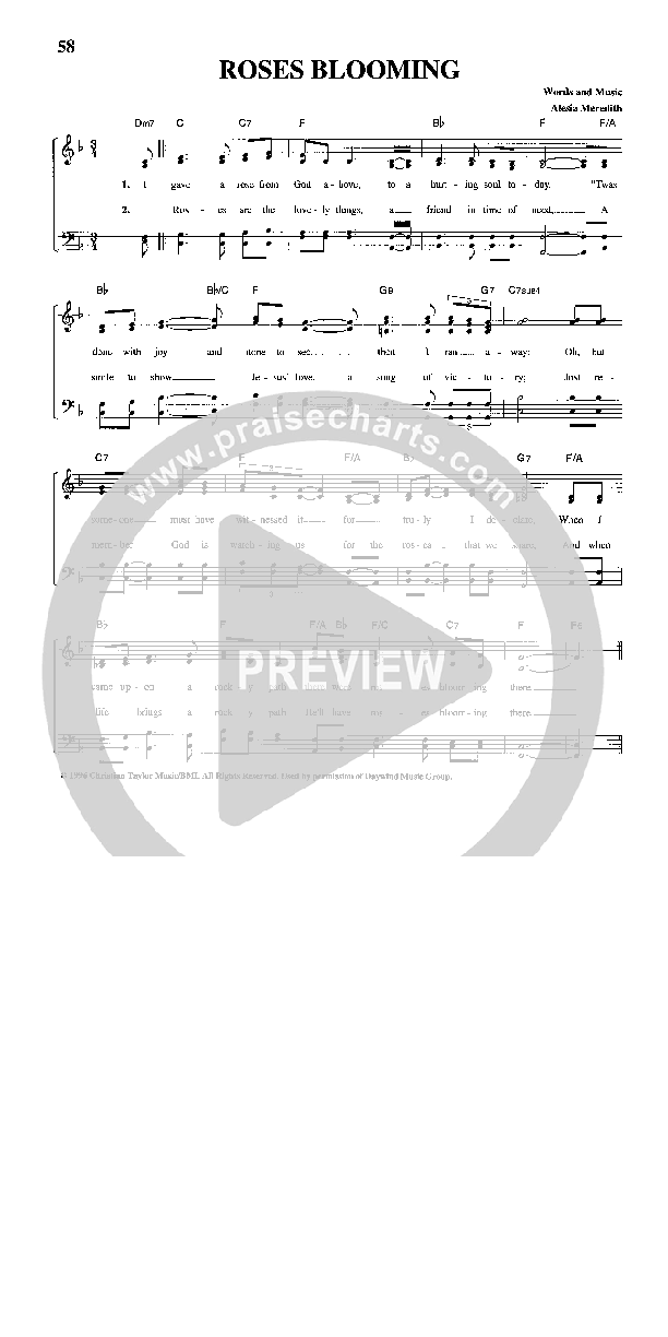 Roses Blooming Lead Sheet (The Merediths)