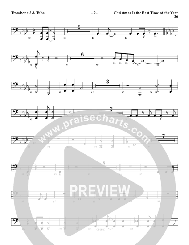 Christmas Is The Best Time Of The Year with Deck The Halls, Jingle Bells (Choral Anthem SATB) Trombone 3/Tuba (Lillenas Choral / Arr. Richard Kingsmore)