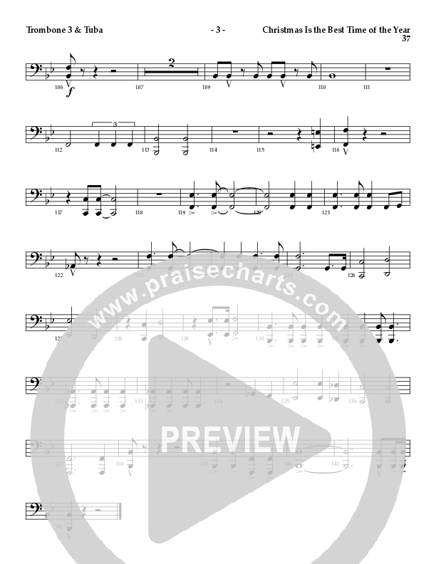 Christmas Is The Best Time Of The Year with Deck The Halls, Jingle Bells (Choral Anthem SATB) Trombone 3/Tuba (Lillenas Choral / Arr. Richard Kingsmore)
