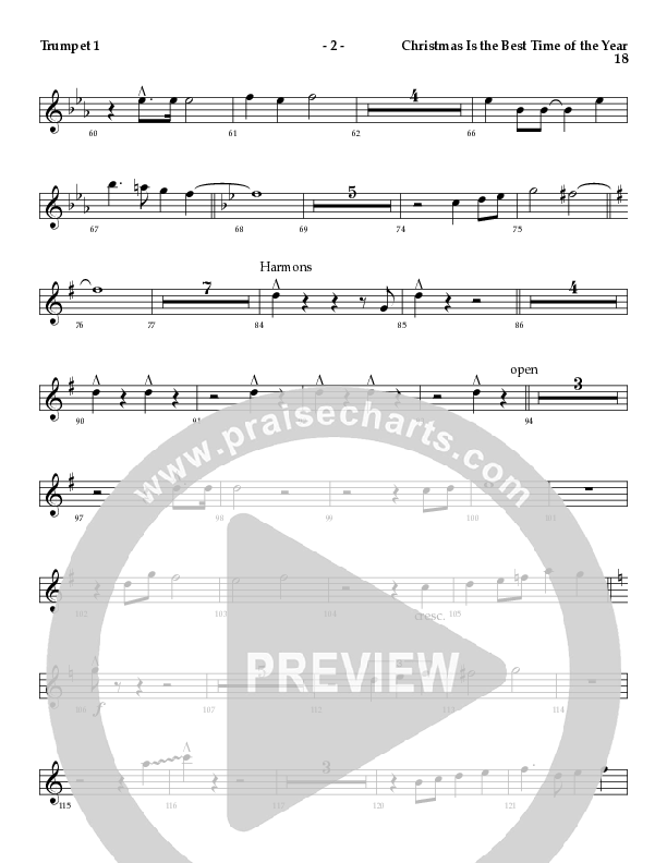 Christmas Is The Best Time Of The Year with Deck The Halls, Jingle Bells (Choral Anthem SATB) Trumpet 1 (Lillenas Choral / Arr. Richard Kingsmore)