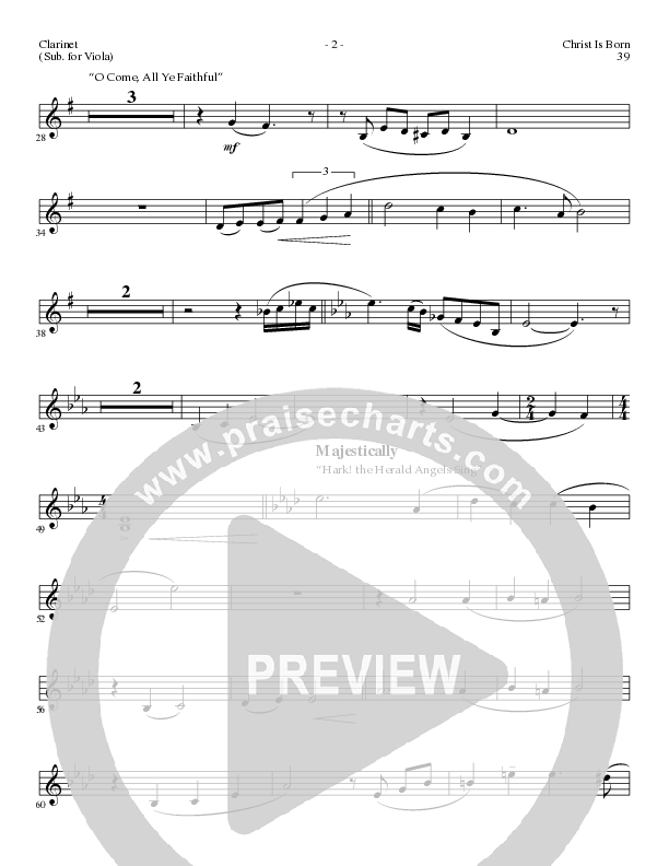 Christ Is Born with Angels From The Realms, O Come All Ye Faithful, Hark The Herald Angels Sing (Choral Anthem SATB) Clarinet (Lillenas Choral / Arr. Mike Speck / Arr. Cliff Duren / Orch. Chris McDonald)