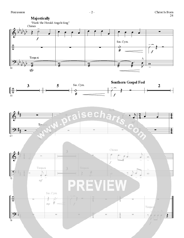 Christ Is Born with Angels From The Realms, O Come All Ye Faithful, Hark The Herald Angels Sing (Choral Anthem SATB) Percussion (Lillenas Choral / Arr. Mike Speck / Arr. Cliff Duren / Orch. Chris McDonald)