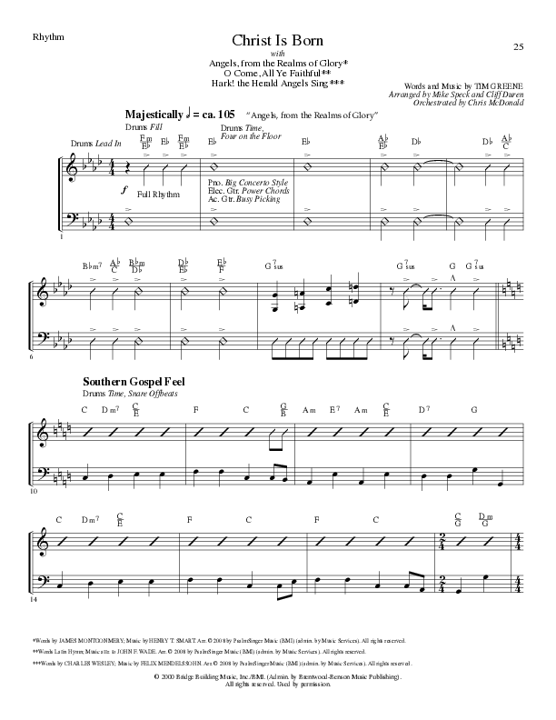 Christ Is Born with Angels From The Realms, O Come All Ye Faithful, Hark The Herald Angels Sing (Choral Anthem SATB) Rhythm Chart (Lillenas Choral / Arr. Mike Speck / Arr. Cliff Duren / Orch. Chris McDonald)