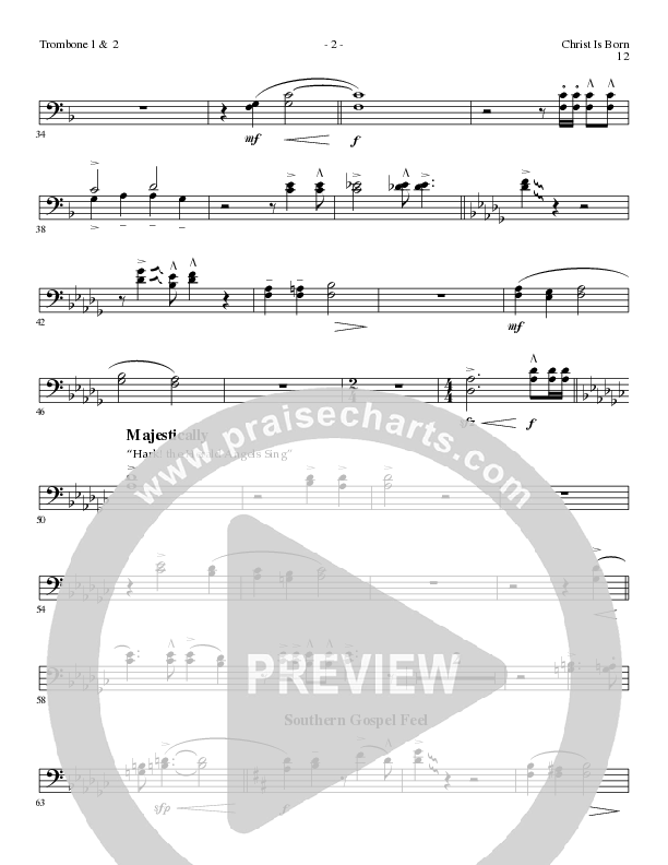 Christ Is Born with Angels From The Realms, O Come All Ye Faithful, Hark The Herald Angels Sing (Choral Anthem SATB) Trombone 1/2 (Lillenas Choral / Arr. Mike Speck / Arr. Cliff Duren / Orch. Chris McDonald)