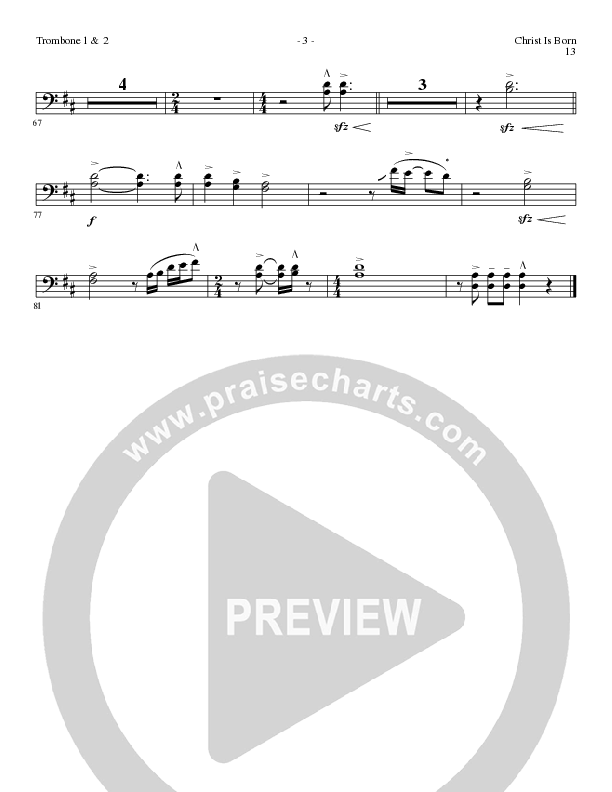 Christ Is Born with Angels From The Realms, O Come All Ye Faithful, Hark The Herald Angels Sing (Choral Anthem SATB) Trombone 1/2 (Lillenas Choral / Arr. Mike Speck / Arr. Cliff Duren / Orch. Chris McDonald)