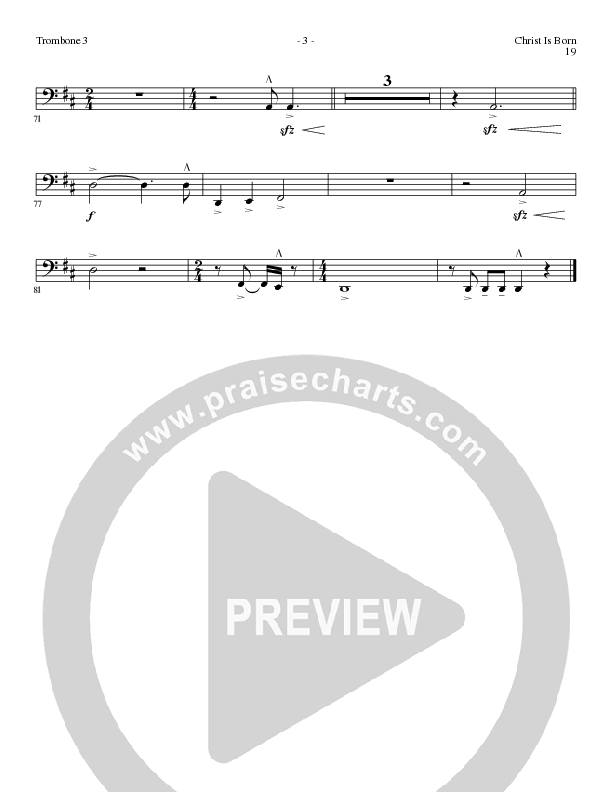 Christ Is Born with Angels From The Realms, O Come All Ye Faithful, Hark The Herald Angels Sing (Choral Anthem SATB) Trombone 3 (Lillenas Choral / Arr. Mike Speck / Arr. Cliff Duren / Orch. Chris McDonald)