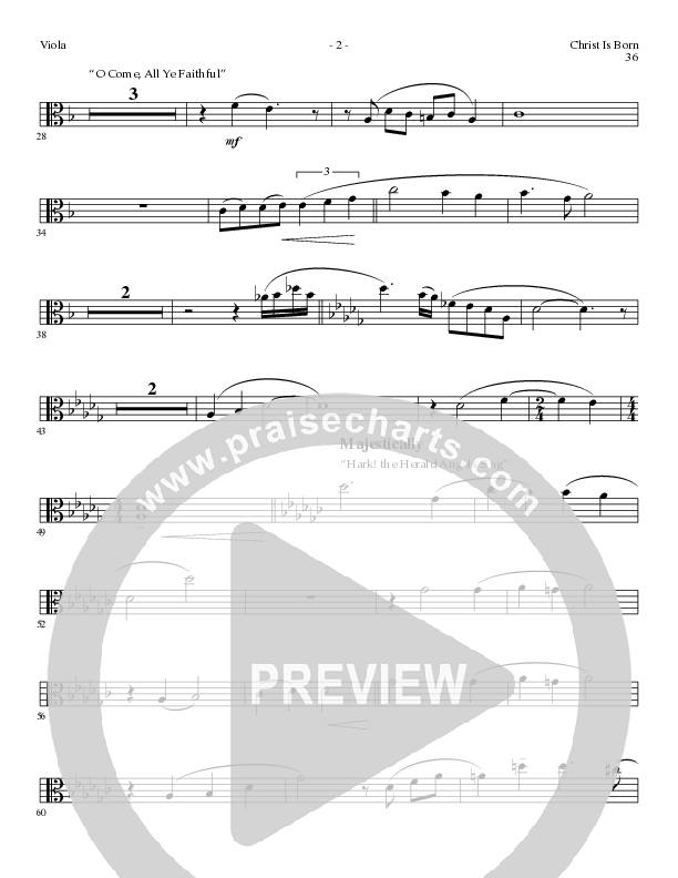Christ Is Born with Angels From The Realms, O Come All Ye Faithful, Hark The Herald Angels Sing (Choral Anthem SATB) Viola (Lillenas Choral / Arr. Mike Speck / Arr. Cliff Duren / Orch. Chris McDonald)